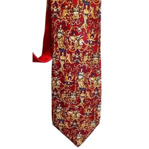 Andre Claude‎ Canova Statues Baroque Art Novelty Necktie Burgundy Gold Silk 61L
